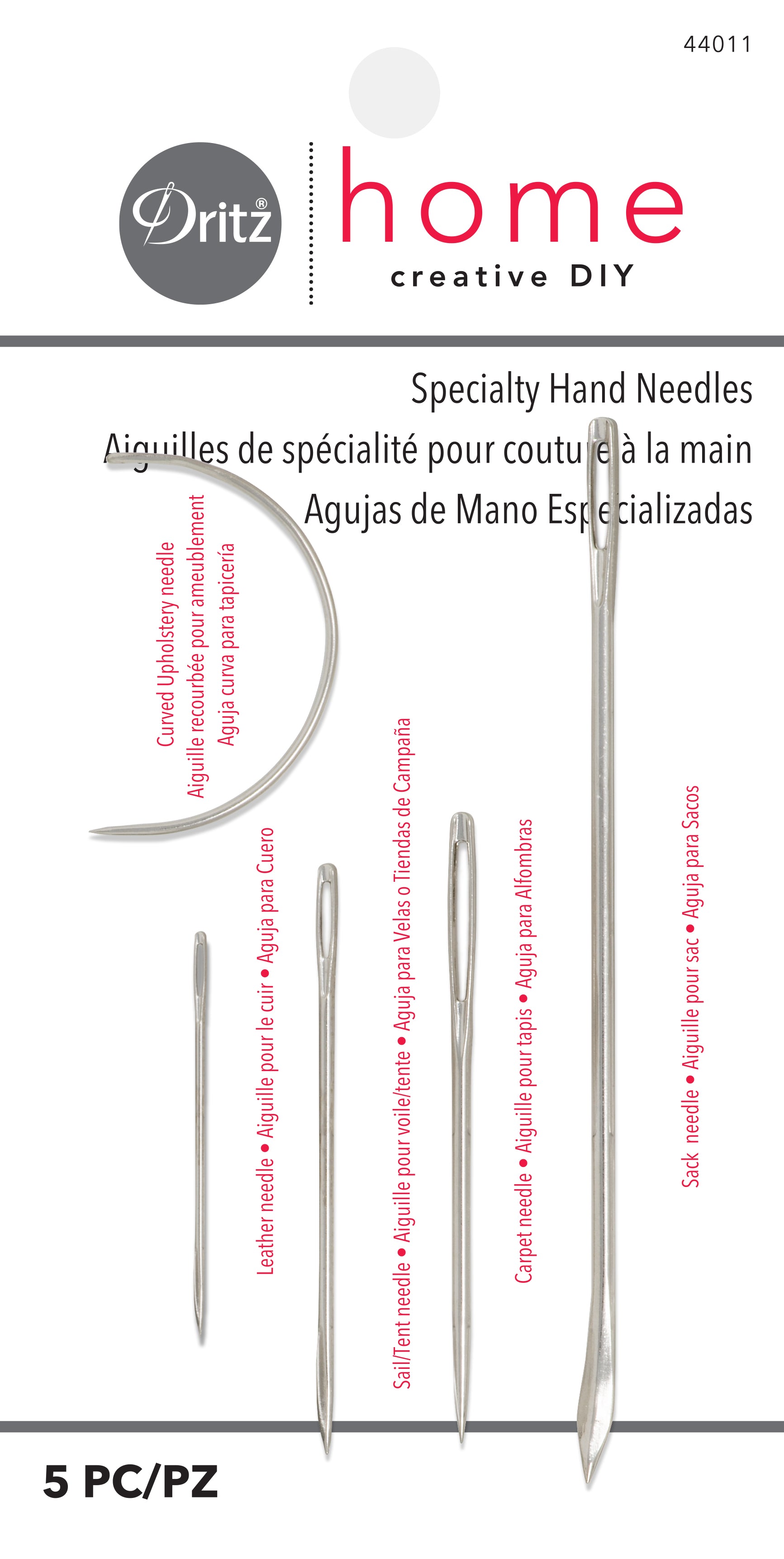 5+ Hand Needle Sewing Specialty Hand Needles, 5 pc Repair, leather, upholstery, tent, carpet