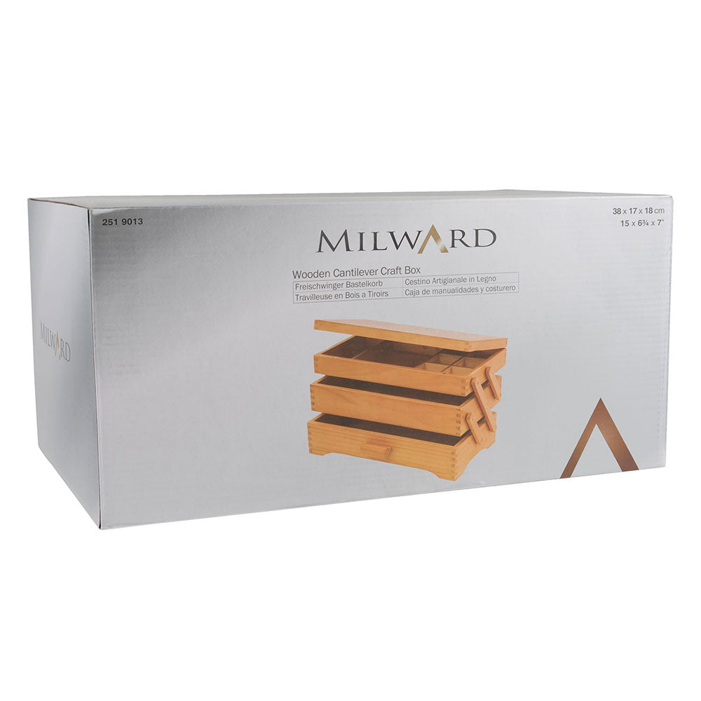 MILWARD 3-Tier Cantilever Wooden Sewing Box - Pine Wood – A Sewing