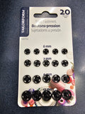 Snap Fasteners Assorted in Black or Silver