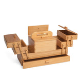 MILWARD 3-Tier Cantilever Wooden Sewing Box - Pine Wood