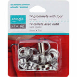 UNIQUE SEWING 2-Part Grommets with Tool - 8mm (5/16″) -  14 pcs various colours