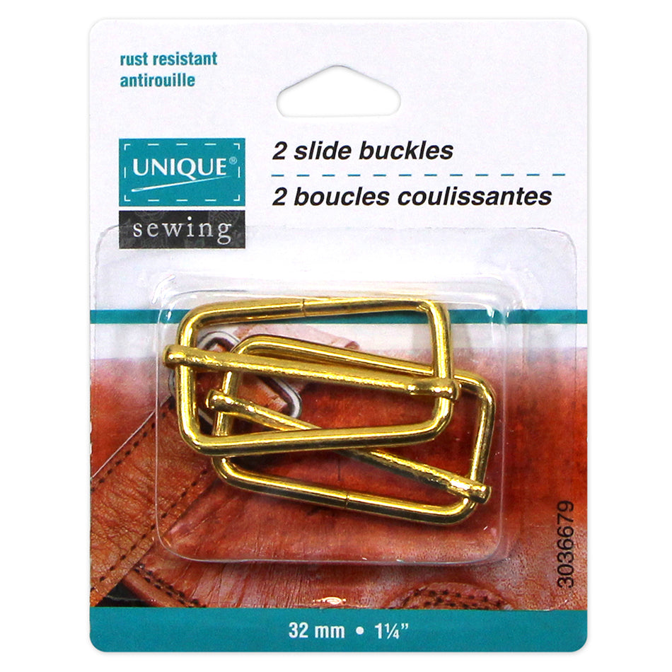 UNIQUE SEWING Slide Buckle - Metal - 32mm (11⁄4″) - Gold - 2 pcs