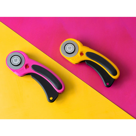 Olfa® 45mm Rotary Cutter Ergonomic Handle in 3 colours Magenta, Yellow or Blue