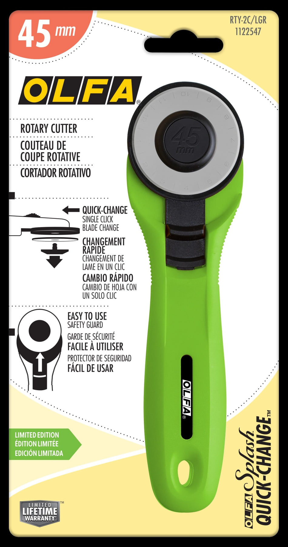 OLFA  Rotary Cutter 45mm - Quick Change Blade -  Assorted Colours