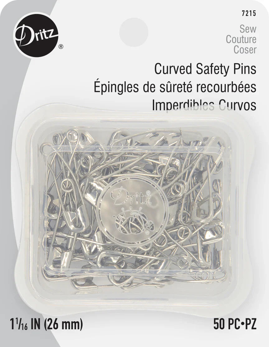 Dritz Curved Safety Pins in Nickel Plated Steel in various sizes