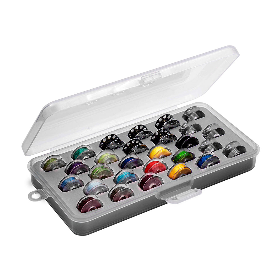 MILWARD GREEN Bobbin Box With Tray, 28-Cavity