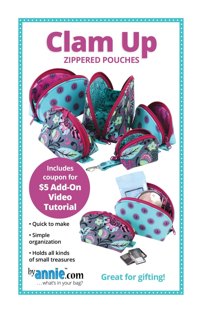 Clam up zippered pouches byAnnie pattern