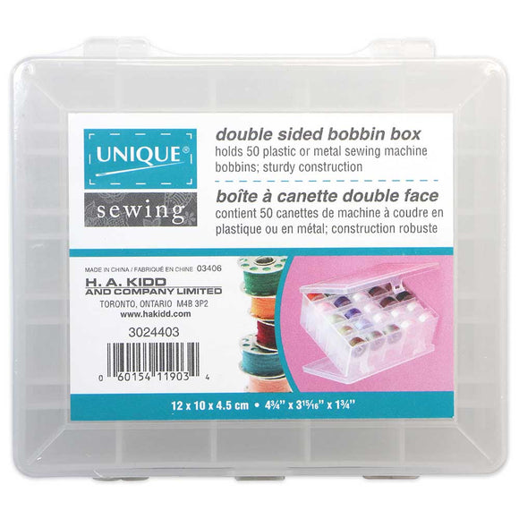 UNIQUE SEWING Double Sided 50pc Bobbin Box