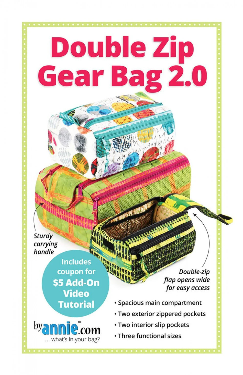 Double Zip Gear Bag 2.0 by Annie Pattern
