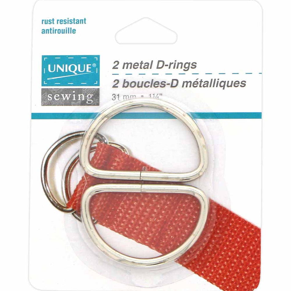 UNIQUE SEWING Metal D-Rings  - Silver -various sizes from 13 mm to 51 mm
