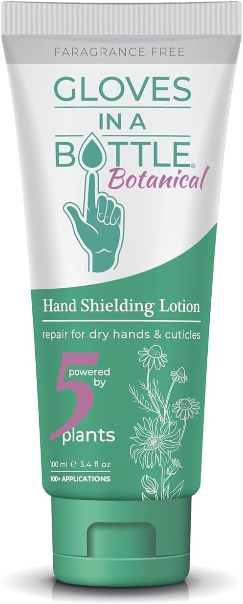 Gloves In A Bottle Shielding Lotion - Great for Dry Itchy Skin! Grease-less and Fragrance Free! Second Skin for Hands & Body (3.4 Fl Oz (Pack of 1), Botanical)