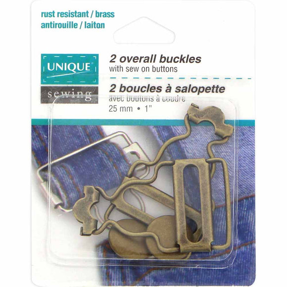 UNIQUE SEWING Overall Buckle in Silver or Gold - 25mm (1″) - 2 pcs