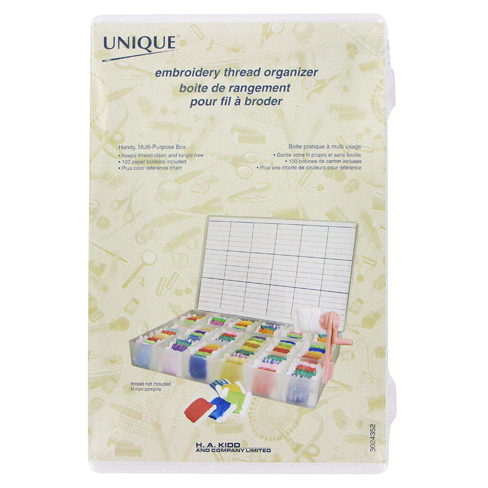 UNIQUE Large Floss Box with 100 Card Bobbins
