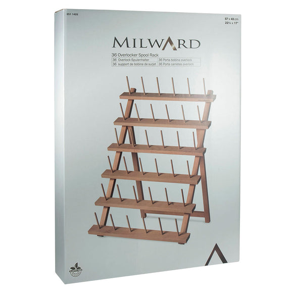 MILWARD 36 Spool Wooden Thread Stand for Serger Thread - Beech Wood
