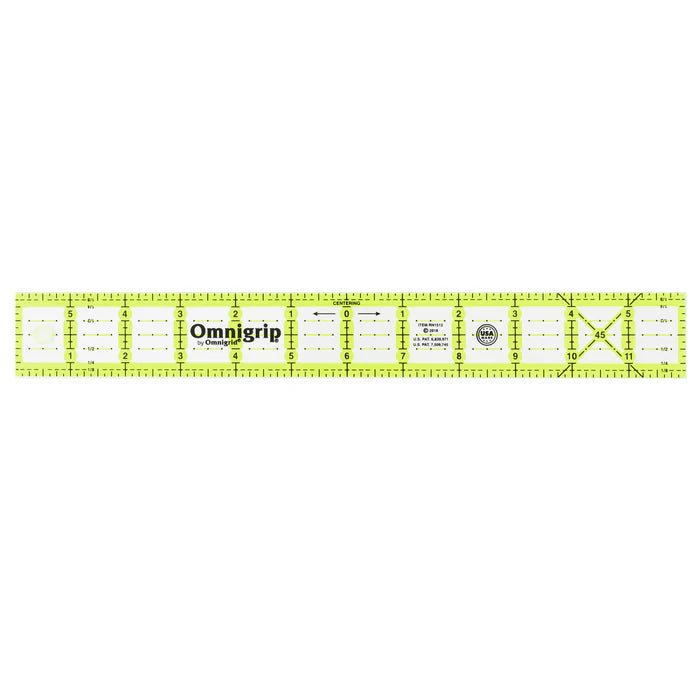 Omnigrip Neon Rectangle Ruler, 1-1/2" x 12"