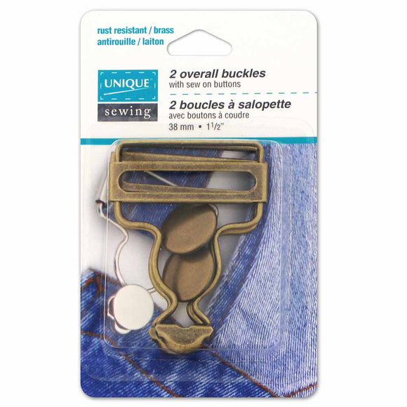 UNIQUE SEWING Overall Buckle in Silver or Gold - 38mm (11⁄2″) - 2 pcs