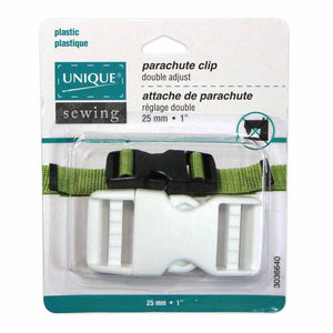 UNIQUE SEWING Double Adjust Parachute Buckle - Plastic - 25mm (1″) - White or Black