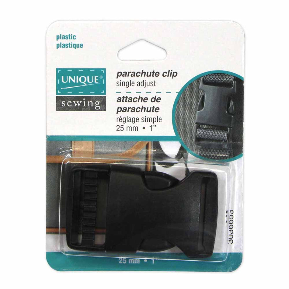 UNIQUE SEWING Single Adjust Parachute Buckle - Plastic - 25mm (1″) - black