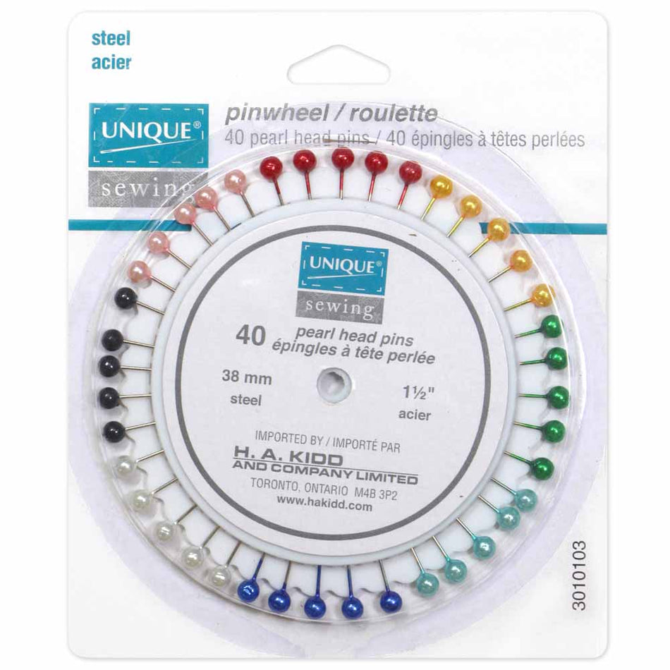 UNIQUE Plastic Head Pinwheel 40pcs - 38mm (11⁄2″)