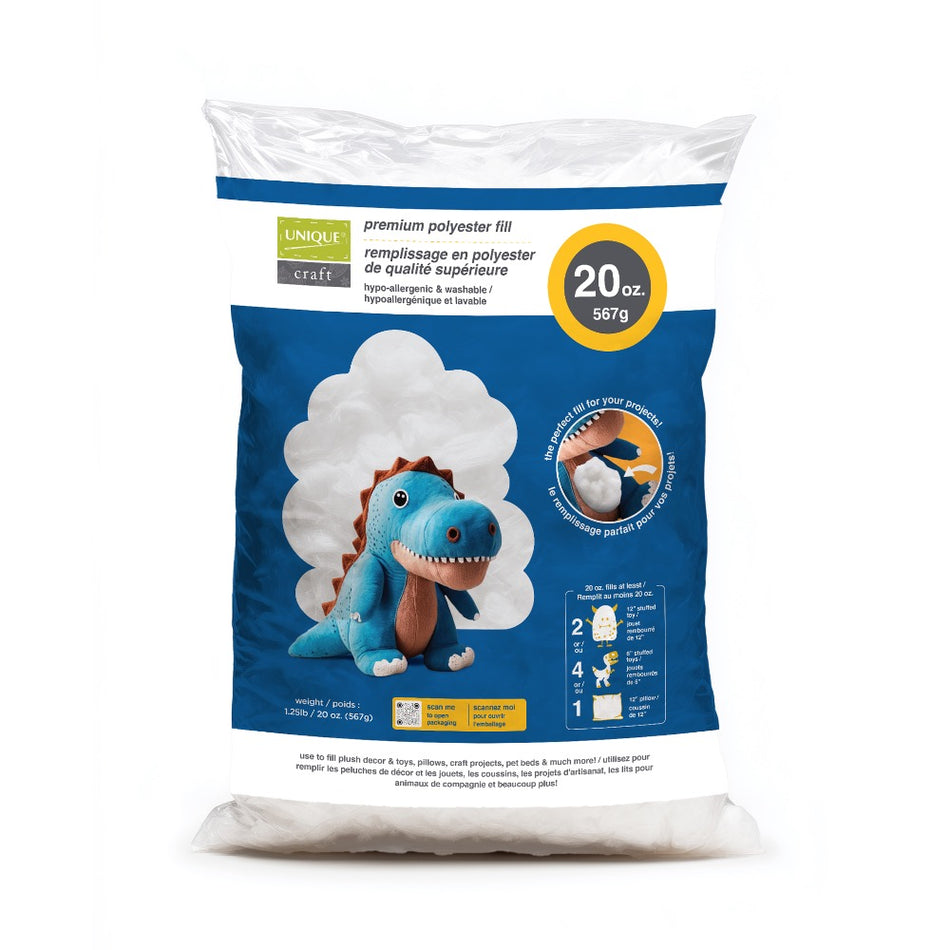 UNIQUE CRAFT Premium Polyester Fill 20oz (567g) or 12 oz (340g)