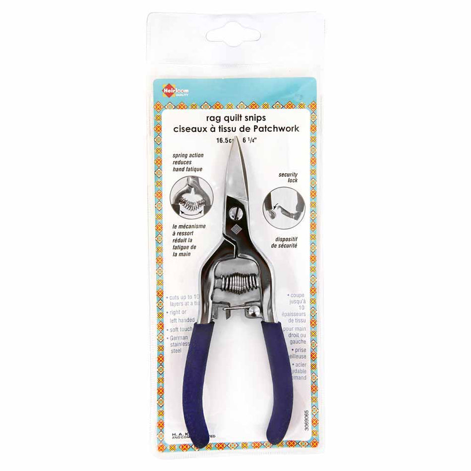 HEIRLOOM Forged Stainless Steel Spring-action Rag Quilt Snips - 6 1⁄4″ (15.9cm)