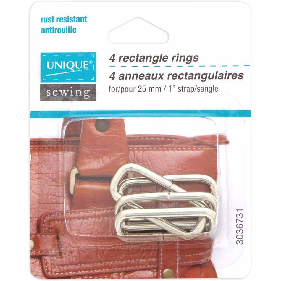 UNIQUE SEWING Rectangle Rings - 25mm (1″) - in various colours