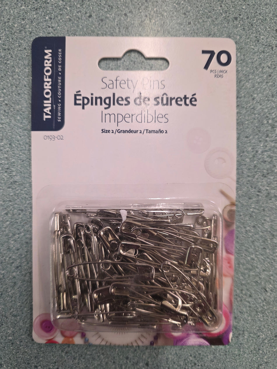 Tailorform Safety Pins in Size 2