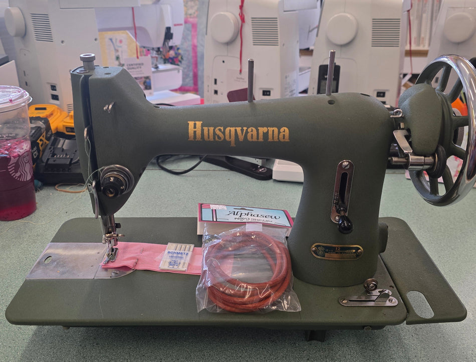 Husqvarna 12 Treadle machine - Green in colour made in Sweden