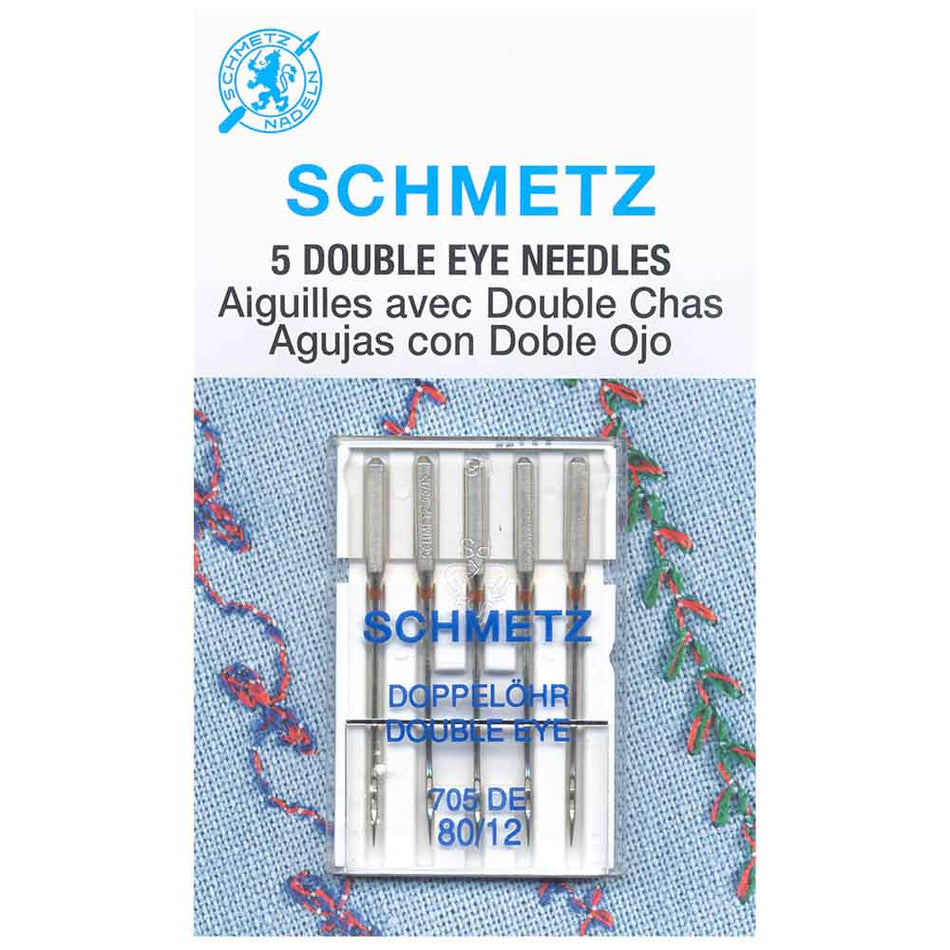 SCHMETZ  Double Eye Needles Carded - 80/12 - 5 count