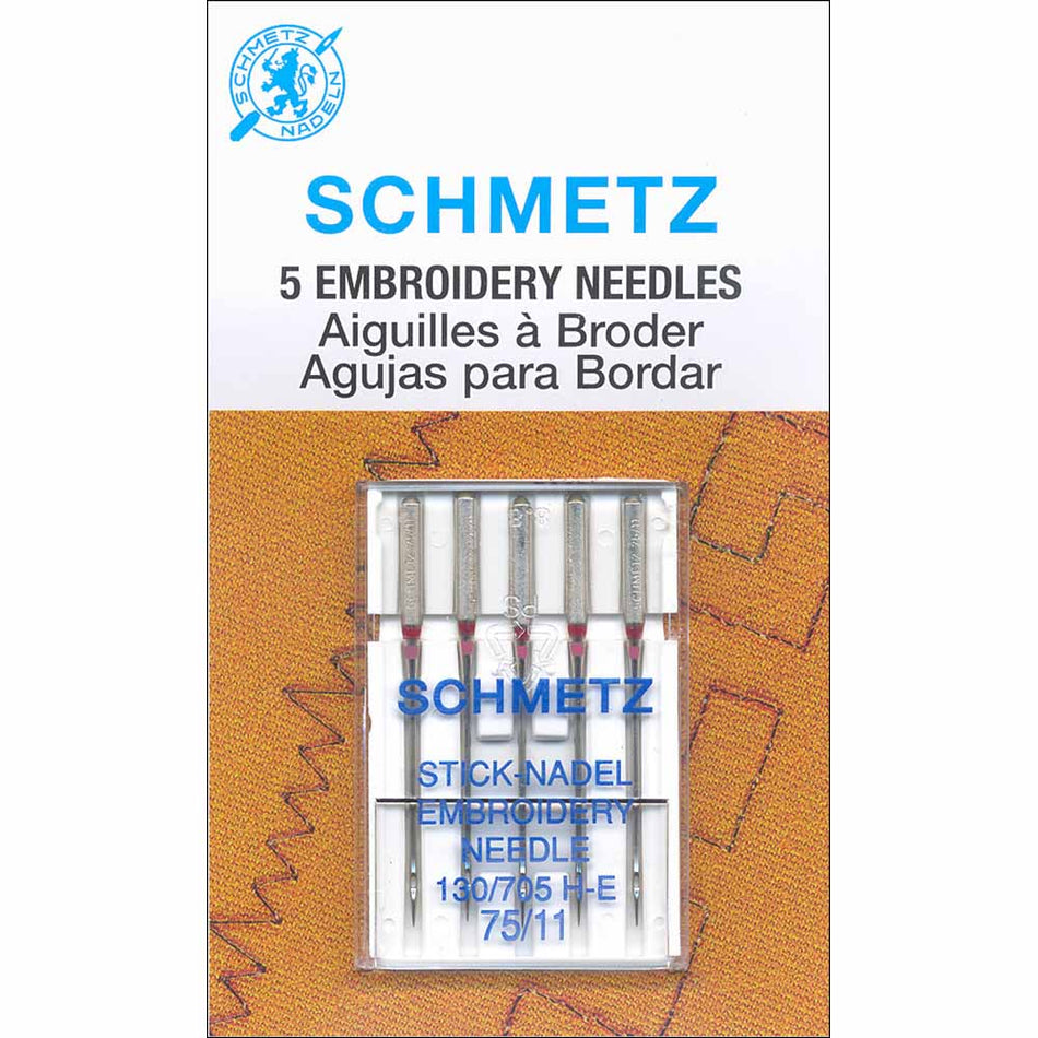 SCHMETZ  Embroidery Needles Carded - 75/11, 90/14 or Assorted- 5 count or Titanium Embroidery assorted sizes or Chrome Embroidery Needles