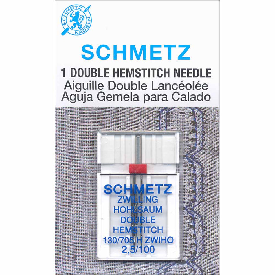 SCHMETZ  Hemstitch / Wing Double Needles Carded - 100/16 - 1 count