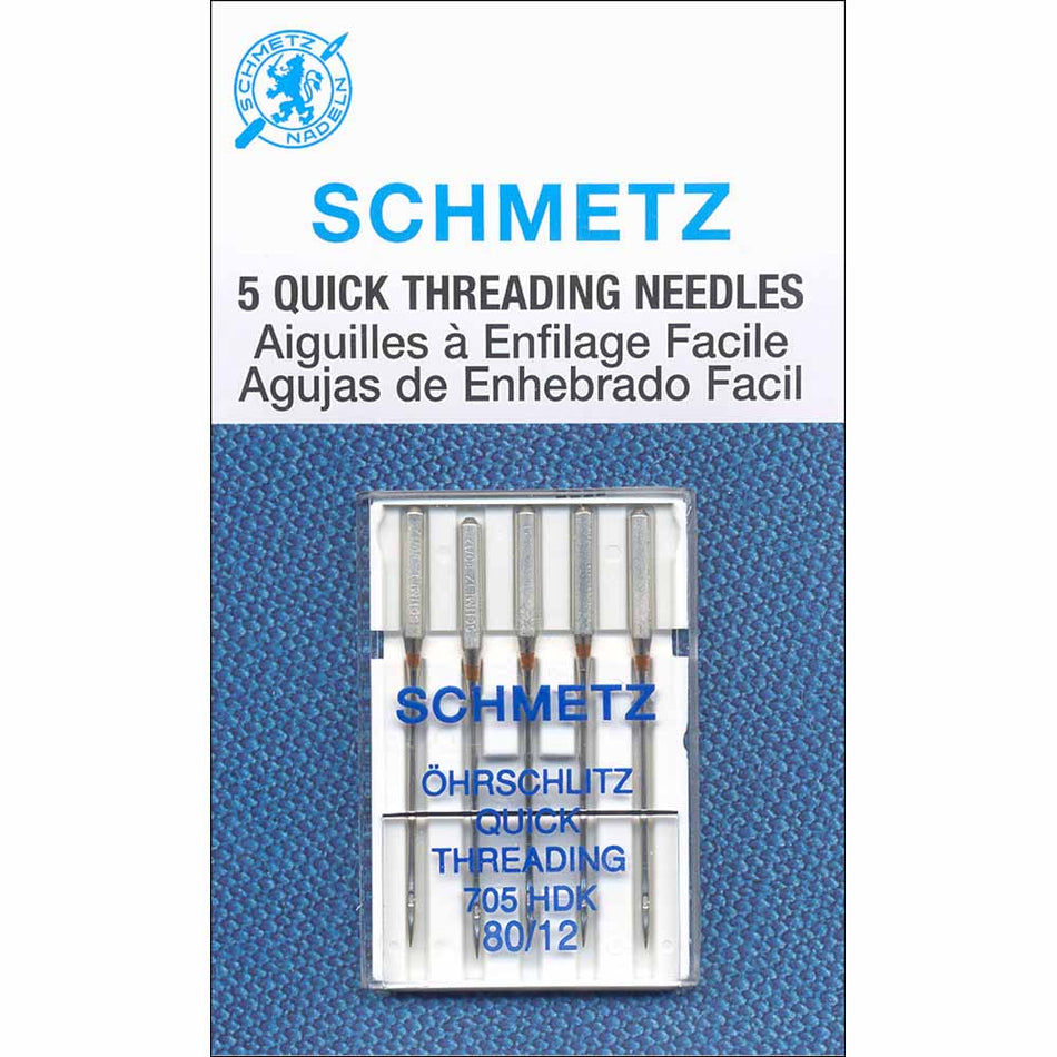 SCHMETZ  Quick Threading Needles Carded - 80/12 or 90/14 - 5 count