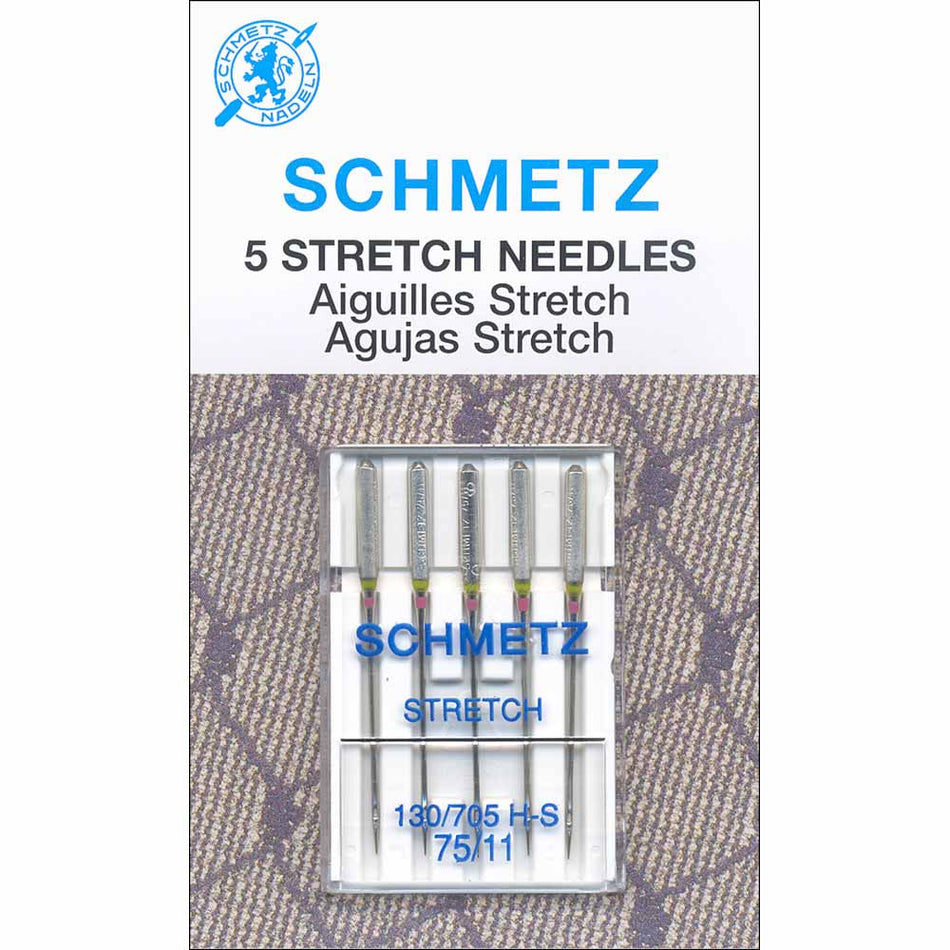 SCHMETZ  Stretch Needles Carded  - 5 count Size 75/11 or 90/14 Chrome or Regular