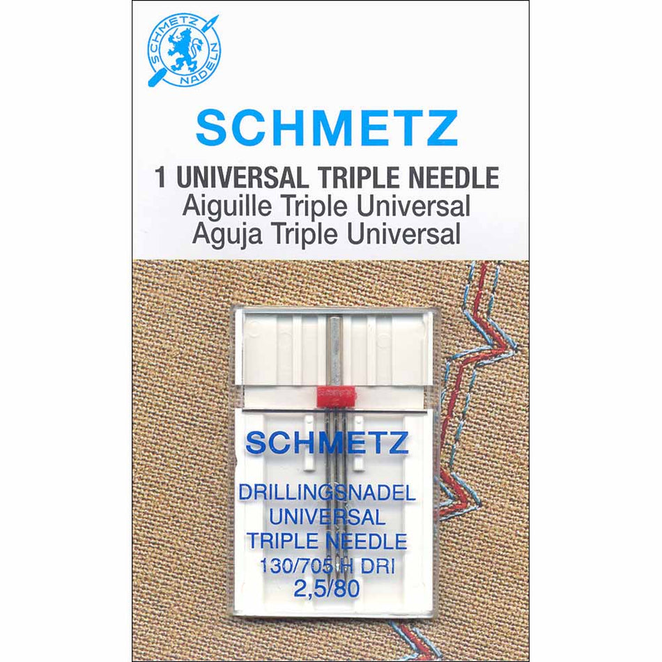 SCHMETZ  Triple Needle Carded - 80/12 - 2.5mm or 3.0 mm - 1 count