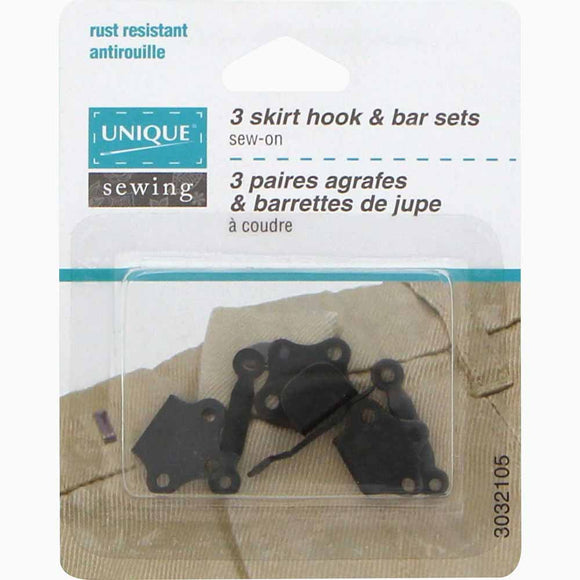 UNIQUE SEWING Skirt Hook & Bar Sets Black - 3 sets