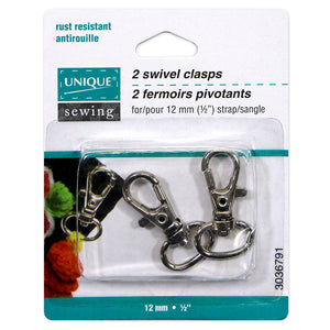 UNIQUE SEWING Swivel Hooks - 12mm (1⁄2″) - Silver or gold - 2 pcs.