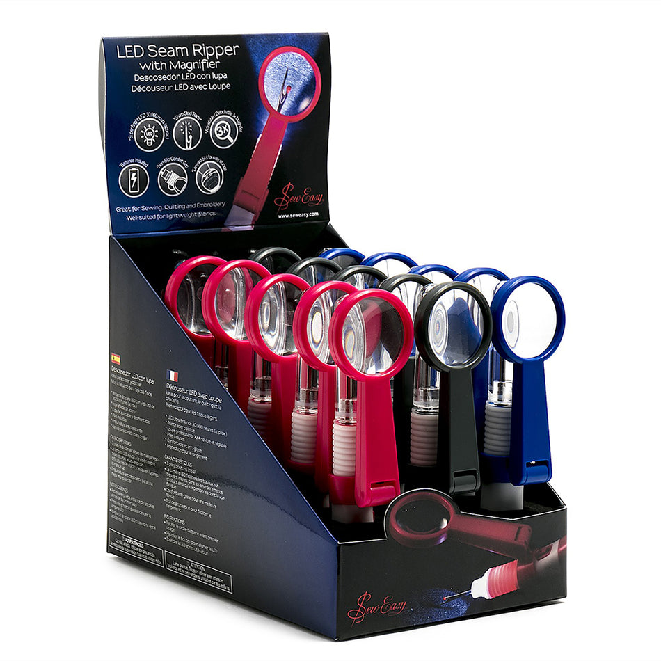 SEW EASY LED Seam Rippers with Magnifier in 3 Colours