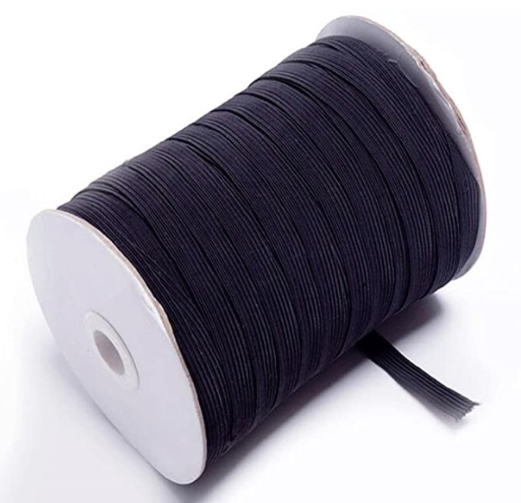 3/8" (10mm)  Black Elastic sold by the Meter