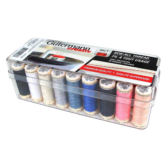GÜTERMANN 26 pc Sew-All 100m - Thread Set in Acrylic Box - Assorted Colours