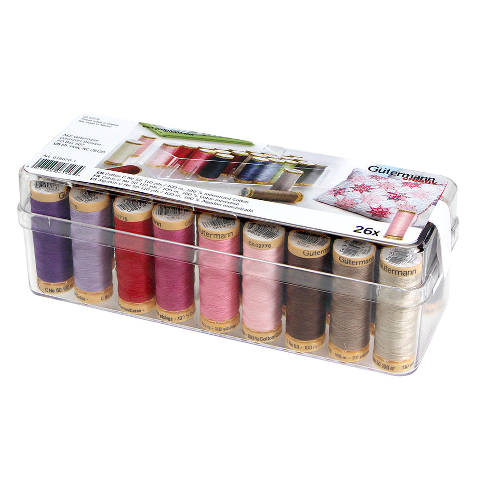 GÜTERMANN 26 pc 100% Cotton 100m Thread Set with Storage Box