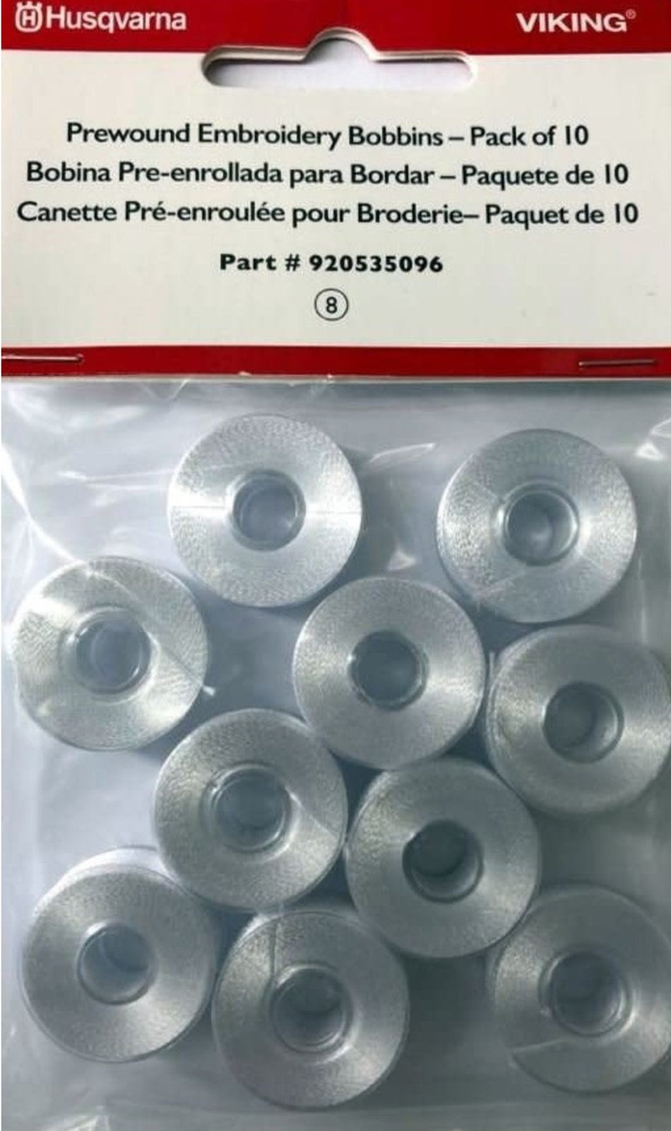 Husqvarna Viking Prewound Bobbins in white or black