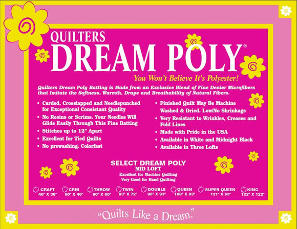 Quilters Dream Poly Batting sold by the Meter