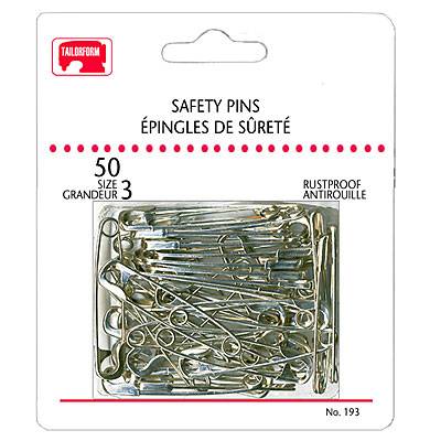Tailorform Safety Pins in Sizes 2 or 3